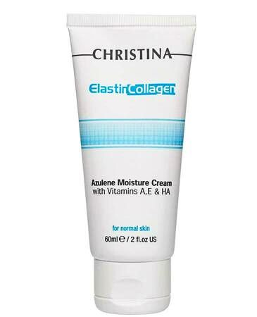 Christina Elastin Collagen Azulene Moisture Cream with Vitamins A, E & HA for normal skin – Увлажняющий крем с витаминами A, E и гиалуроновой кислотой для нормальной кожи «Эластин, коллаген, азулен» 60мл