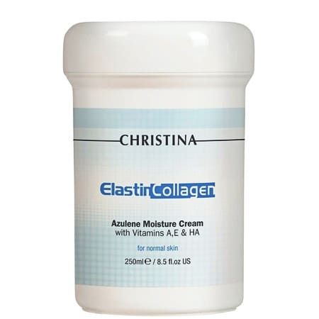 Christina Elastin Collagen Azulene Moisture Cream with Vitamins A, E & HA for normal skin – Увлажняющий крем с витаминами A, E и гиалуроновой кислотой для нормальной кожи «Эластин, коллаген, азулен» 250мл