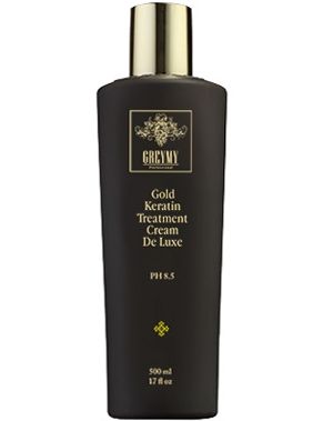 Greymy Gold Hair Keratin Treatment De Luxe - Кератиновый крем для выпрямления с частицами золота 500мл